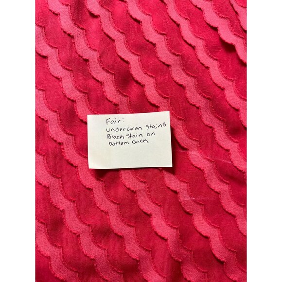 Vince Camuto Womens Red Textured Pattern Short Sleeve Top Blouse Medium Casual - Picture 9 of 12